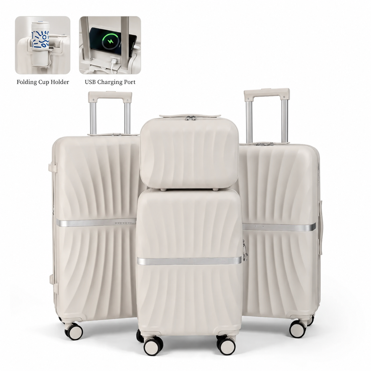 🔥Buy 2 for only €29.98🔥4 Piece Expandable Hardshell Luggage Set with TSA Lock