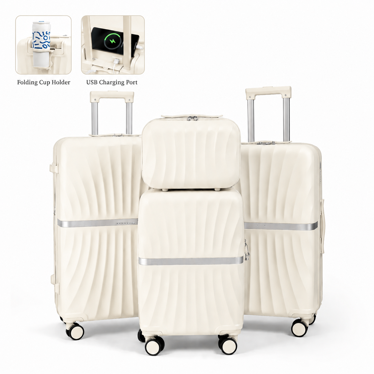 🔥Buy 2 for only €29.98🔥4 Piece Expandable Hardshell Luggage Set with TSA Lock