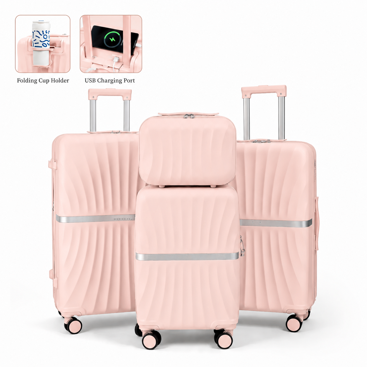🔥Buy 2 for only €29.98🔥4 Piece Expandable Hardshell Luggage Set with TSA Lock