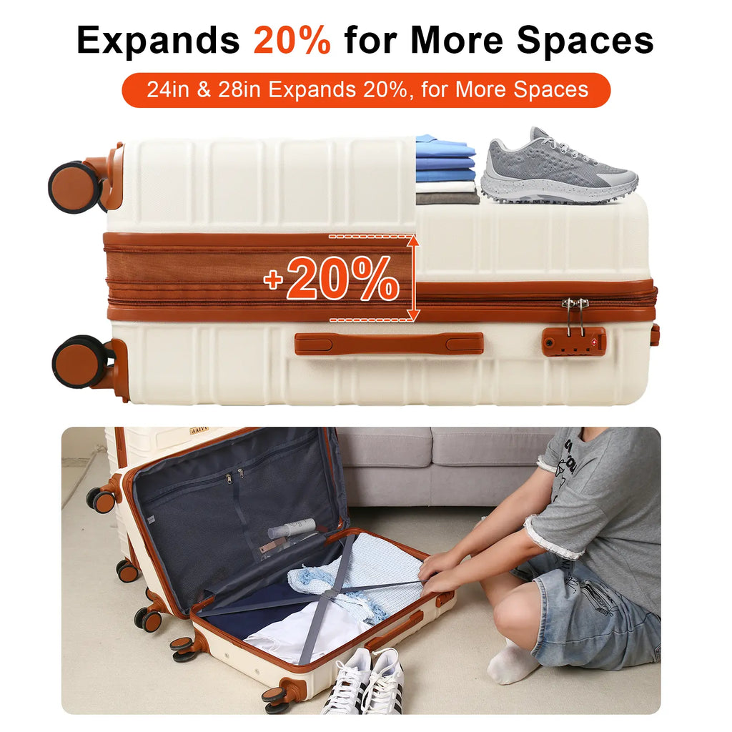 🔥Buy 2 for only €29.98🔥4 Piece Expandable Hardshell Luggage Set with TSA Lock