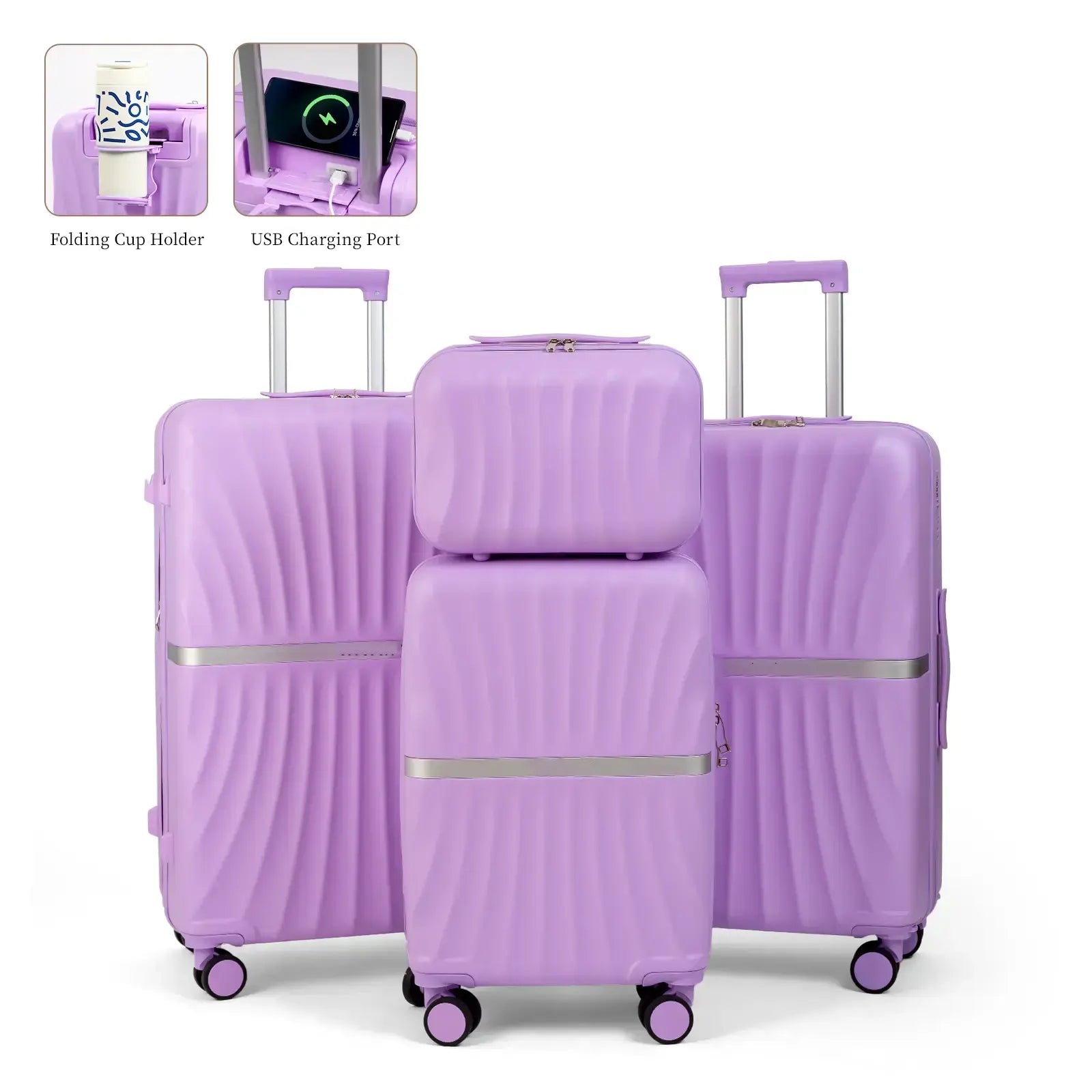🔥Buy 2 for only €29.98🔥4 Piece Expandable Hardshell Luggage Set with TSA Lock