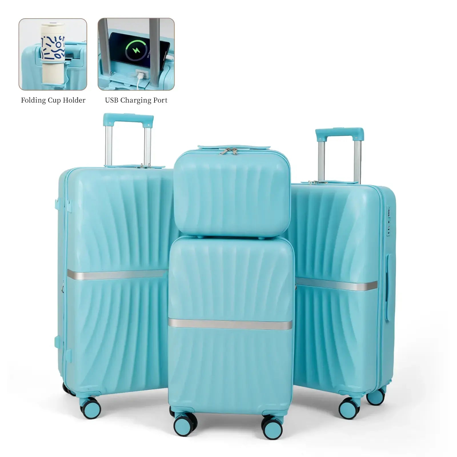 🔥Buy 2 for only €29.98🔥4 Piece Expandable Hardshell Luggage Set with TSA Lock