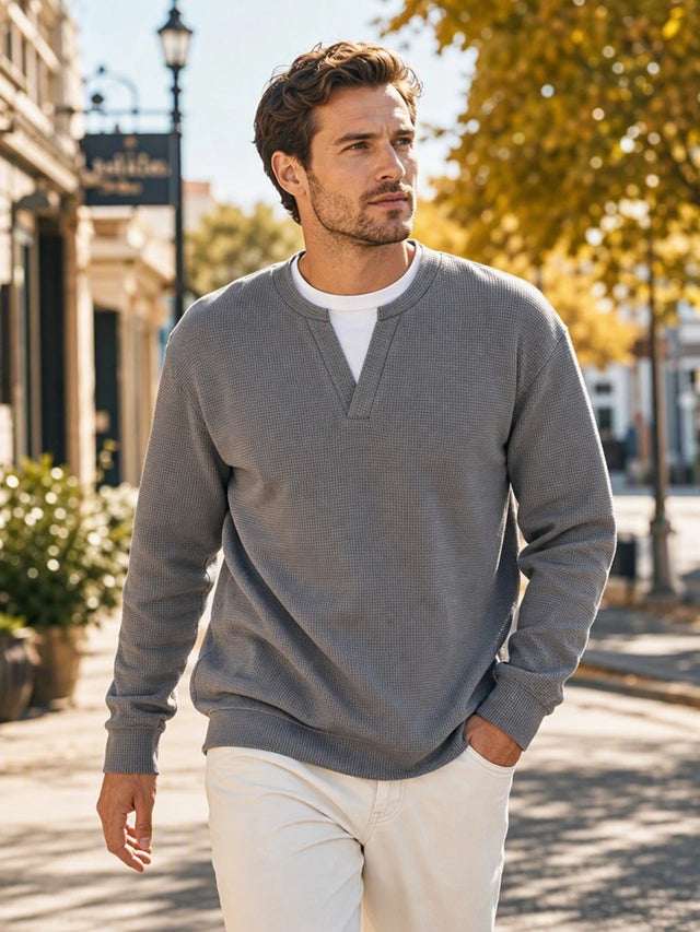 Textured Waffle Long Sleeve Tee
