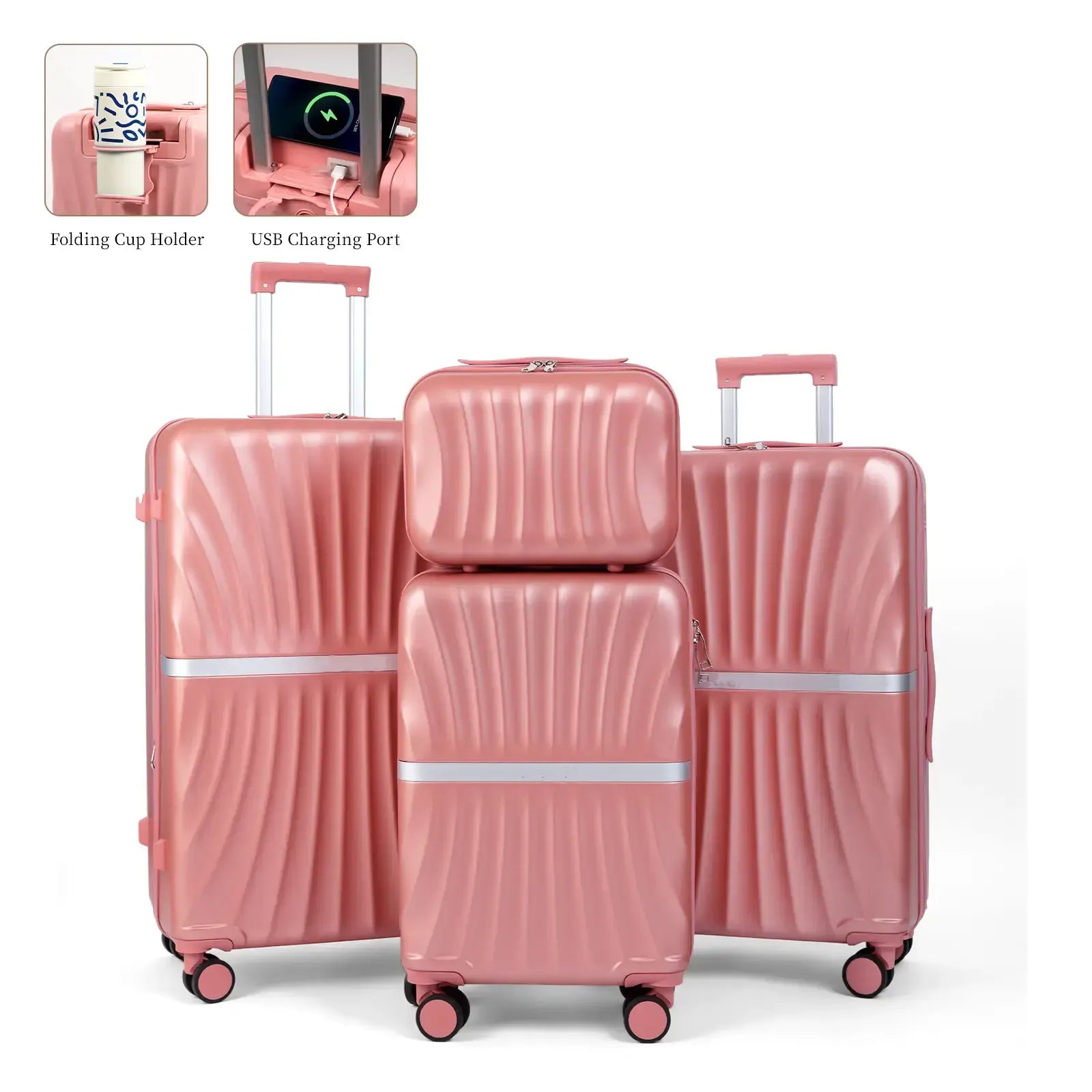 🔥Buy 2 for only €29.98🔥4 Piece Expandable Hardshell Luggage Set with TSA Lock