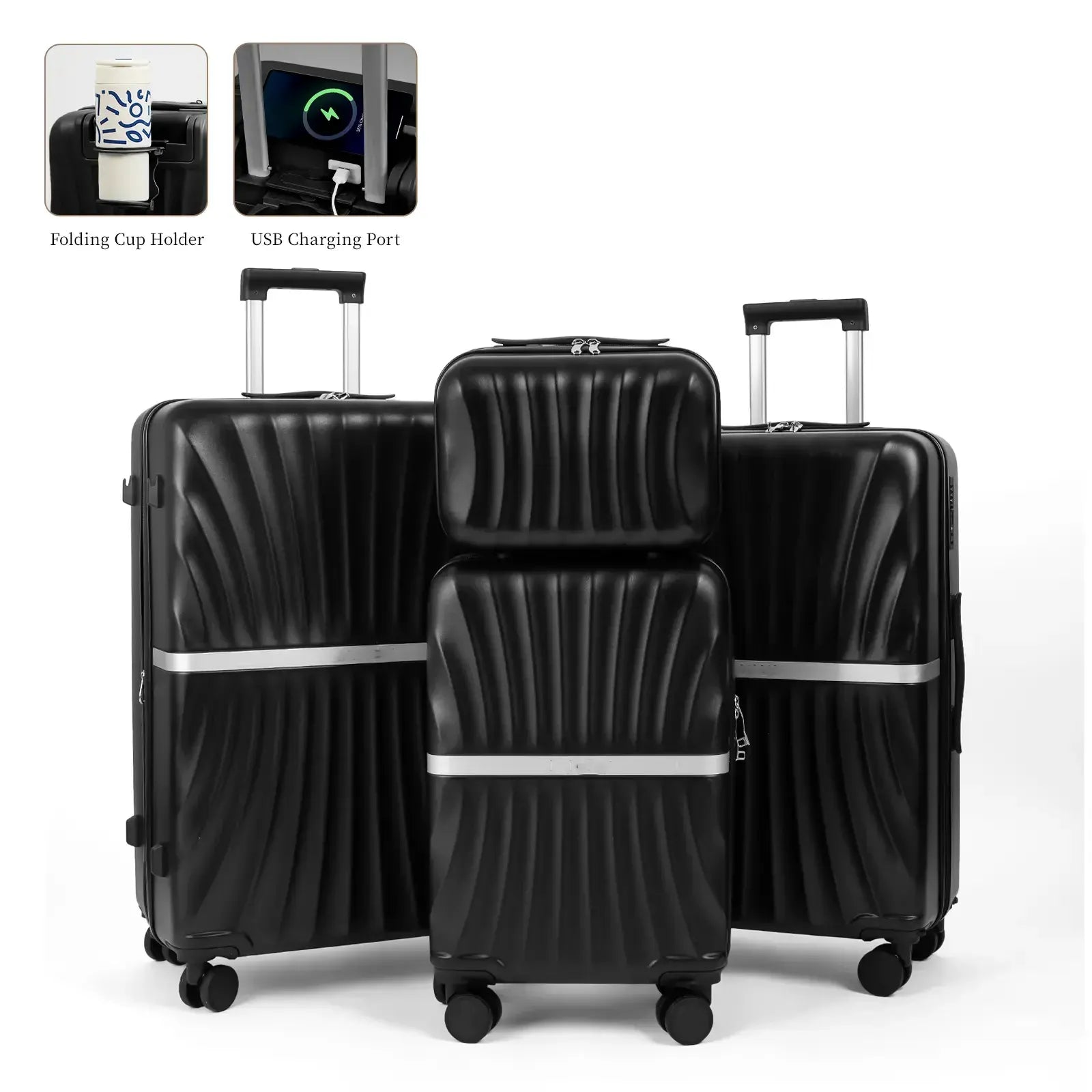 🔥Buy 2 for only €29.98🔥4 Piece Expandable Hardshell Luggage Set with TSA Lock