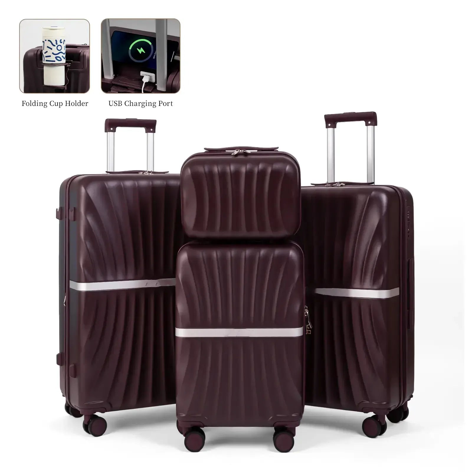 🔥Buy 2 for only €29.98🔥4 Piece Expandable Hardshell Luggage Set with TSA Lock