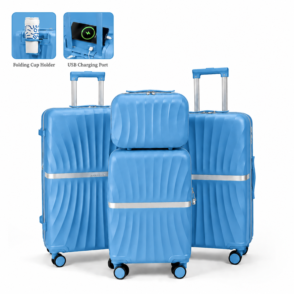 🔥Buy 2 for only €29.98🔥4 Piece Expandable Hardshell Luggage Set with TSA Lock